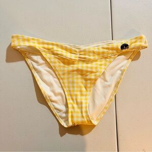 Hollister Swim Yellow Gingham Bikini Bottom NWT